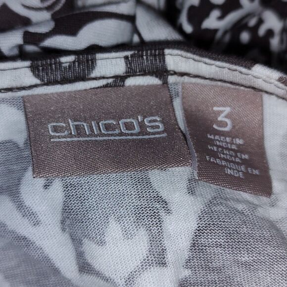 Chico's multi color shades of brown print 3/4 length sleeve top Sz 3 (XL/16) - Picture 6 of 6